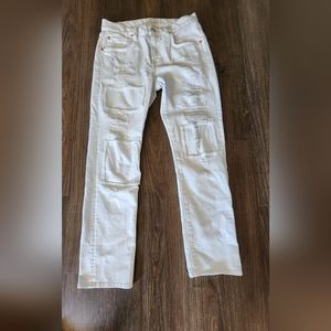 7 for all mankind Stretch white Slim Patchwork Patch Denim Jean